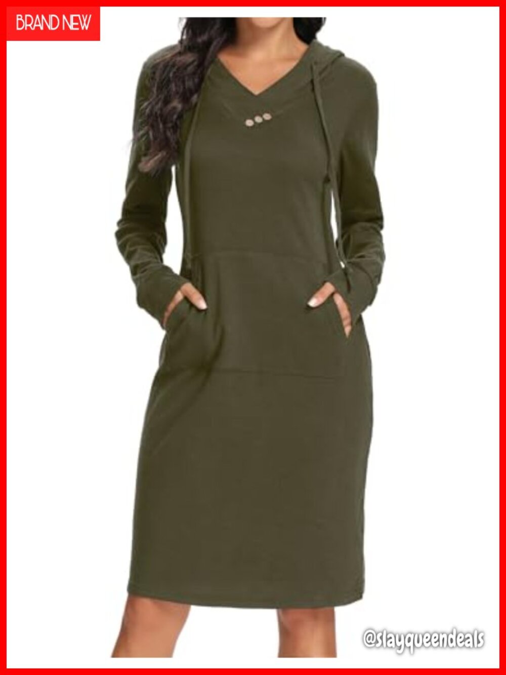 Lightweight Long Sleeve Hoodie Dress Kangaroo Pocket Pullover